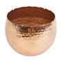 Leaf Large Metal Planter 22 x 17cm Hammered Copper Plated - Curvy Edge