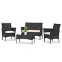 4-Seater Rattan Garden Furniture Patio Conversation Set-Black