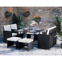 9 Pieces Rattan Garden Furniture Set with 1 Rattan Dining Table and 4 Rattan Chairs