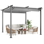 8'' x 8'' Pergola with Retractable Sun Shade Canopy Outdoor Metal Shelter Gazebo-Grey