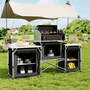 Black Camping Kitchen Stand Unit Storage Portable Outdoor