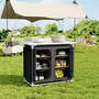 Black Camping Kitchen Table Portable Cabinet Kitchen Storage