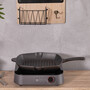 44 x 30cm Black Square Cast Iron Grill Pan with Pour Spouts