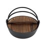29cm Diameter Cast Iron Pot with Wooden Lid for Campfire Cooking