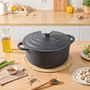 2L Matte Black Enameled Cast Iron Dutch Oven Pot with Lid