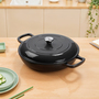 3.2L Black Enameled Cast Iron Pot with Lid