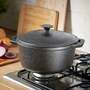 5.8L Black Pre-Seasoned Round Cast Iron Dutch Oven Pot with Lid