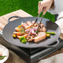 35cm Black Pre-Seasoned Round Cast Iron Grill Pan