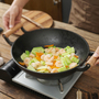 45 x 36cm Black Round Cast Iron Wok with Dual Handles