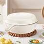 40 x 25cm White 2 in 1 Cast Iron Pot