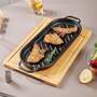 43 x 16cm Black Oval Cast Iron Grill Pan with Handles