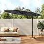 3m Outdoor 32 LED Lighted Patio Umbrella with Crank Lift System with Base - Dark Grey