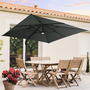 3m Square Cantilever Parasol with Solar Light and HDPE Parasol Base - Dark Grey