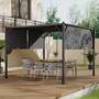 3m Outdoor Retractable Steel Pergola with Canopy - Black