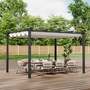 13x10ft Aluminium Pergola with Retractable Roof - Beige White