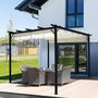 3m Outdoor Retractable Steel Pergola with Canopy - Beige