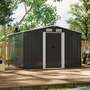 8 x 8ft Large Metal Garden Tool Storage Shed - Charcoal Black