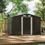 6 x 8ft Large Metal Garden Tool Storage Shed - Charcoal Black
