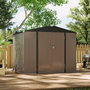 6 x 8ft Large Galvanized Steel Lockable Apex Metal Shed - Brown and Black