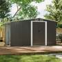 4 x 8ft Garden Metal Storage Shed with Log Storage - Grey