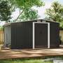 8 x 8ft Garden Metal Storage Shed with Log Storage - Black
