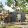 6 x 8ft Outdoor Metal Storage Shed with Lean-to - Dark Grey