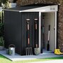 5 x 7ft Sliding Door Pent Roof Garden Tool Shed Outdoor Patio Storage House - Charcoal Black