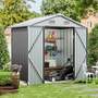 4 x 6ft Outdoor Metal Storage Shed with Lockable Door - Grey
