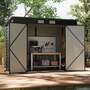 7.6 x 3.8ft Outdoor Galvanized Steel Storage Shed with Dual Doors - Charcoal Black