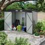 7.7 x 3.8ft Outdoor Galvanized Steel Storage Shed with Dual Doors - Grey