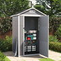 4 x 3ft Apex Roof Garden Plastic Storage Shed with Lockable Door - Grey
