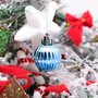 30Pcs Christmas Tree Hanging Ornament Set Bauble and Snowflake Tree Topper - Silver and Blue