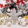 30Pcs Christmas Tree Hanging Ornament Set Bauble and Snowflake Tree Topper - Silver