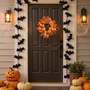 Decorative Maple Leaves Rattan Wreath with Berries and Lights