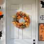 60cm Artificial Arch Maple Leaves Swag with Lights for Halloween Thanksgiving Decoration