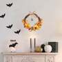 40cm Diameter Artificial Pumpkin Maple Leaves Wreath with Bell and LED Lights