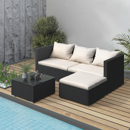 4 Pieces Rattan Garden Outdoor Patio Sofa Set-Black