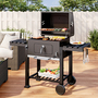 Carbon Steel-Made BBQ Grill Mobile Stove Cooker - Black