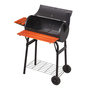 Carbon Steel Outdoor Charcoal BBQ Grill with 2 Wooden Shelves