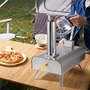 Silver Stainless Steel Outdoor Pizza Oven with Pizza Stone