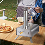 Silver Stainless Steel Outdoor Pizza Oven with Pizza Stone and Thermometer