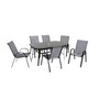 The Rufford - Black & Grey Metal 6 Seat Garden Dining Set