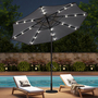 3m Outdoor Solar 24 LED Lights Patio with Crank for Patio Market with Base - Dark Grey