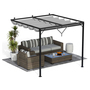 2.4m Lean to Wall Metal Pergola Square Gazebo with Retractable Roof Canopy