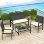 4 piece Rattan Garden Furniture Set - Black
