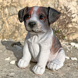 Sitting Black Jack Russell Terrier Puppy Dog Garden Animal Ornament