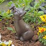 Sitting Cast Iron Cat Garden Animal Ornament with Butterfly
