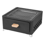 Portable Metal BBQ Grill & Tea Stove with Foldable Legs - Black