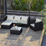 5 pieces Garden Furniture Rattan Modular Corner Sofa -Black