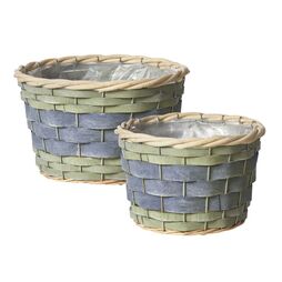 Set of 2 Round Lined Planter Baskets - Blue/Green